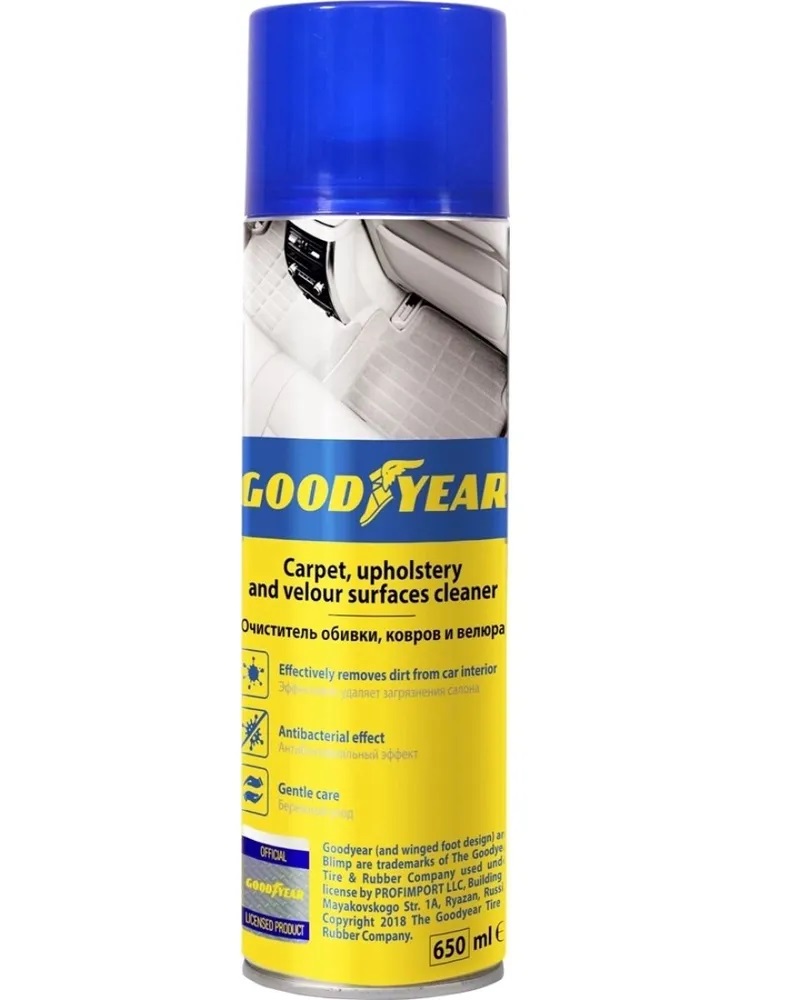 Очиститель обивки, ковров и велюра Goodyear, аэрозоль 650 мл GY000711