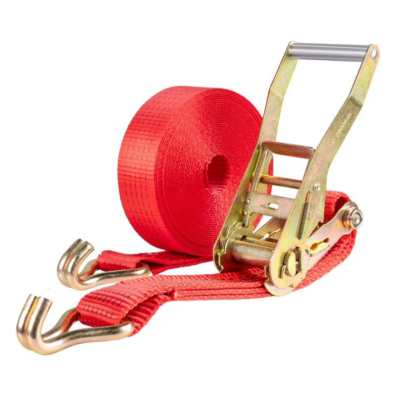 Стяжка груза 5.0т 12.0м SKYWAY STAFF 50мм красный храповый механизм с крюками полиэстер 1шт