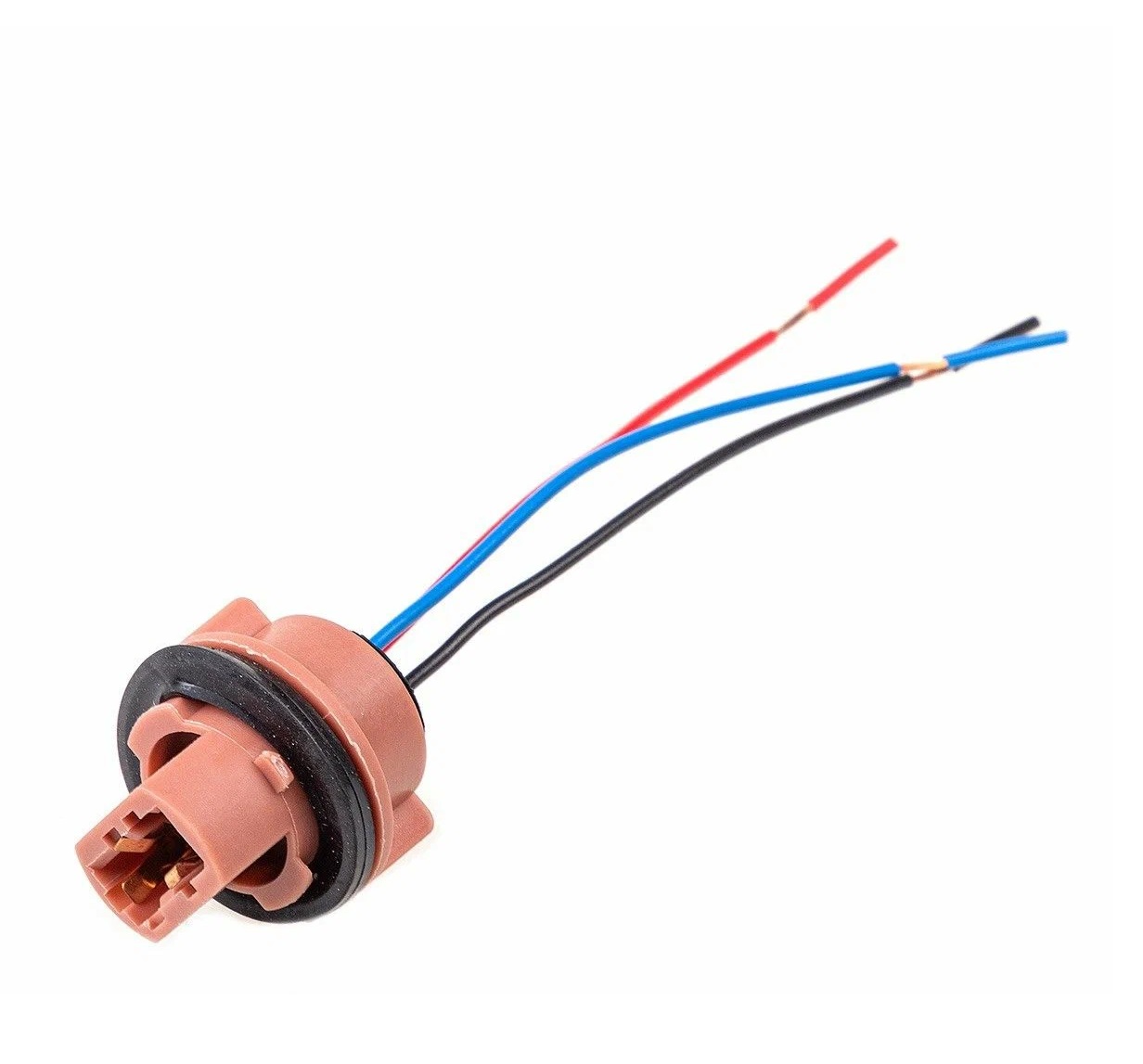 Колодка для лампы W21/5W цоколь W3x16q 2-конт прямая с проводами пластик 1шт..