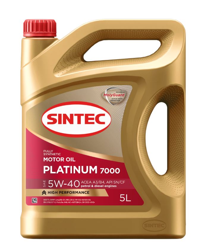 Sintec Platinum 7000 5w40 SN/CF А3/В4 синт. 5л (4+1)