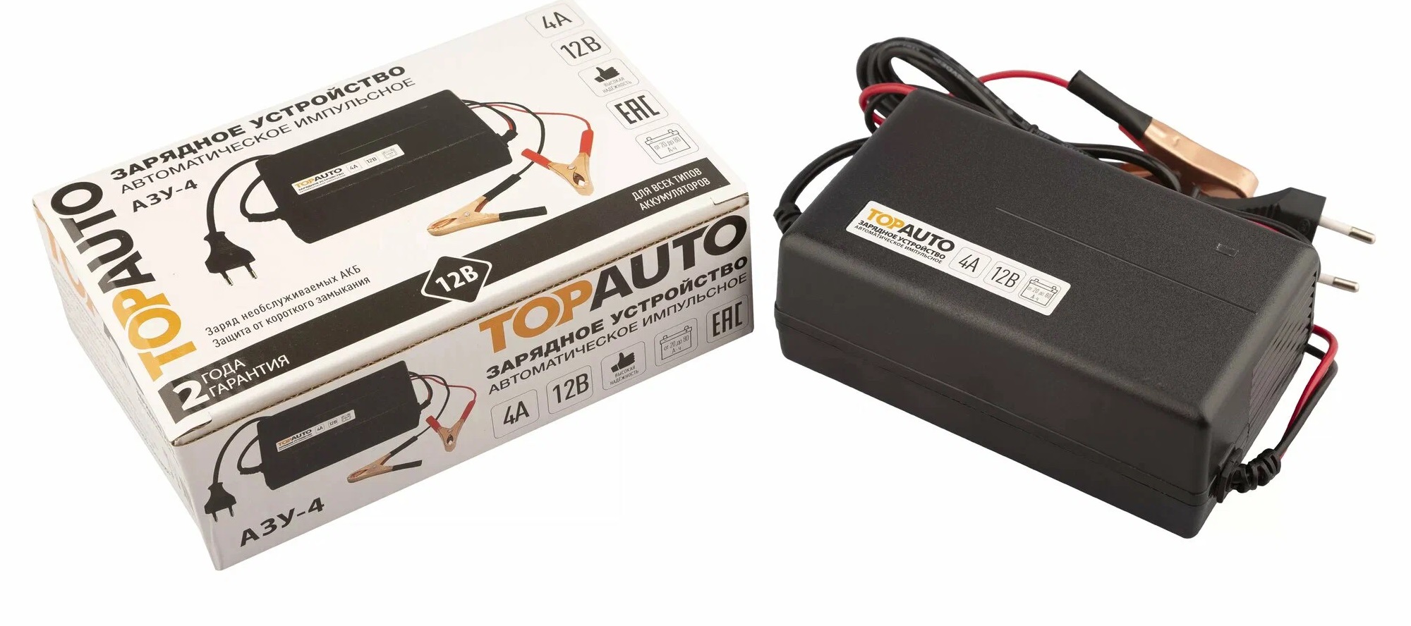 Зарядное устройство автоматическое импульсное до 4.0А для  АКБ 12В до 80A*ч TOPAUTO электрон