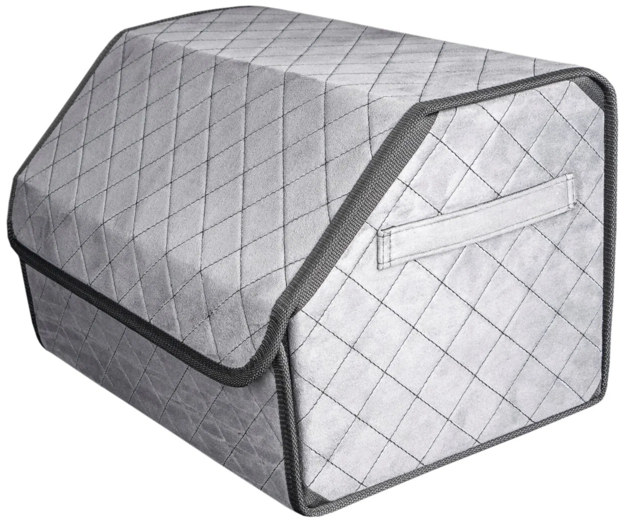 Бокс-органайзер в багажник 49*30*30см SKYWAY EXPENSIV Алькантара Серый, строчка черная