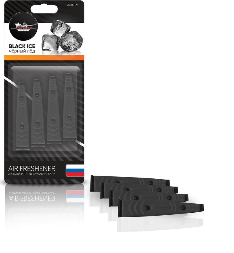 Ароматизатор на дефлектор AIRLINE Клипса-1 Чёрный лёд  AFKL021