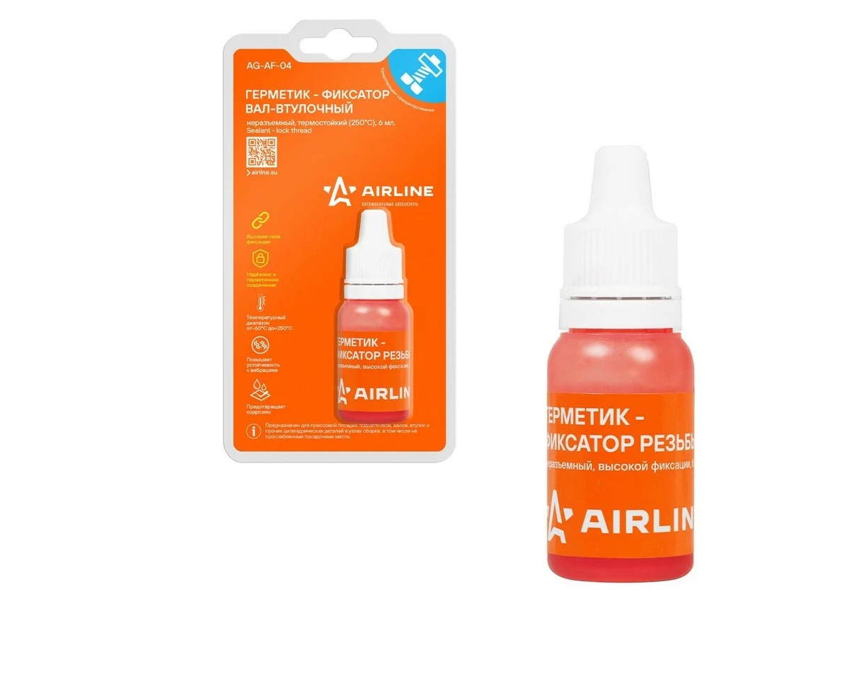 Герметик фиксатор резьбы AIRLINE неразъемный, вал-втулочный, термостойкий (+250 С) 6мл