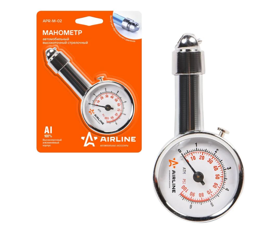 Манометр AIRLINE в мет.корп.стрел. 7,5 ATM APR-M-02