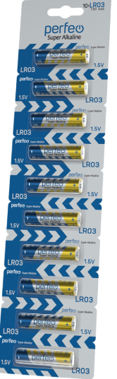 Батарейка PERFEO AAA LR03 10BL Super Alkaline отрывные комплект 10шт блист.