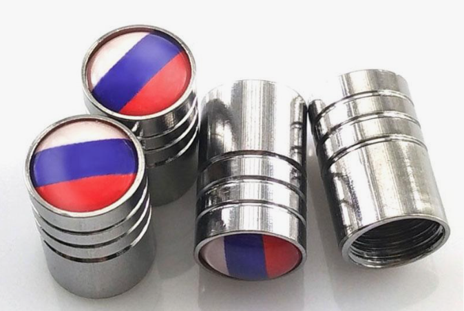 Колпачок на вентиль металл SW с эмблемой Russian Flag 4шт SH-30